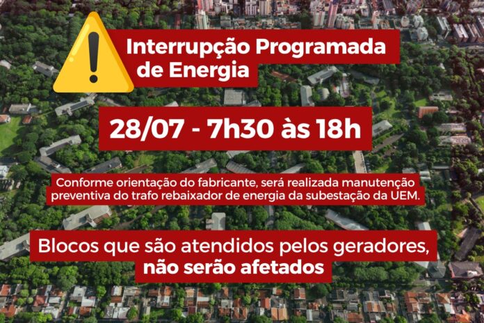 UEM desliga energia do câmpus terça-feira para manutenção no transformador