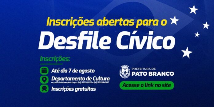 Inscrições abertas para o Desfile de 7 de Setembro em Pato Branco
