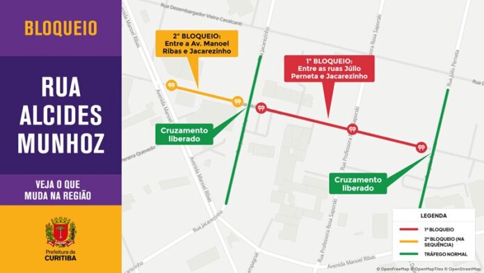 Rua Alcides Munhoz tem bloqueios no sábado; Hospital Nossa Senhora das Graças fica acessível