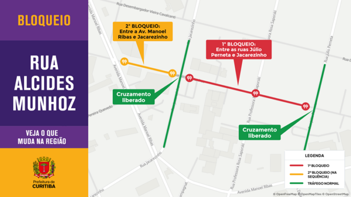 Rua Alcides Munhoz tem bloqueios no sábado; Hospital Nossa Senhora das Graças fica acessível