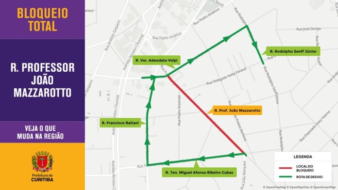 Rua Professor João Mazzarotto fica bloqueada até 22 de setembro para obras do Novo Inter 2