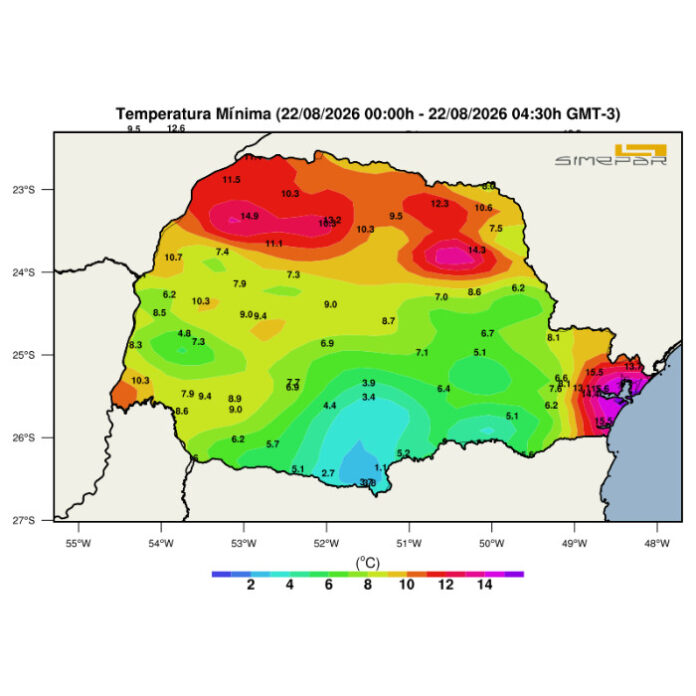 Sábado em Castro tem sol e frio de até 5°C