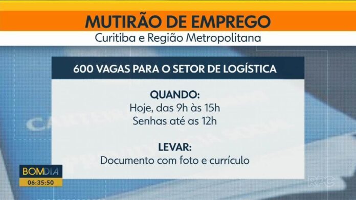 Mutirão de empregos oferece 600 vagas em Curitiba