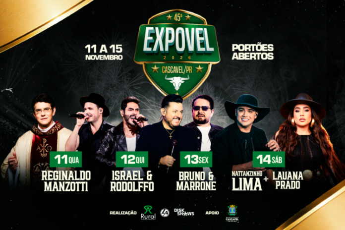 45ª Expovel traz shows de sertanejo e portões abertos de 11 a 15 de novembro