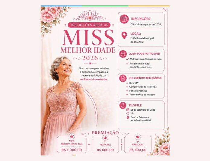 Rio Azul abre inscrições para Miss Melhor Idade 2026