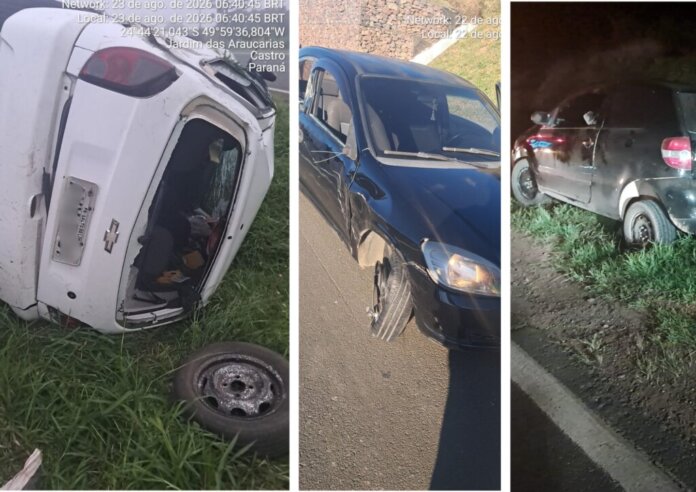 PR-151 em Castro tem três acidentes em madrugada; atropelado fica grave