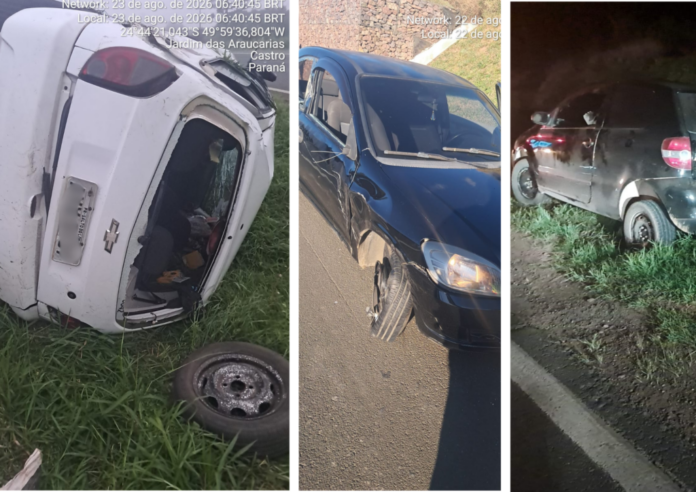 PR-151 em Castro tem três acidentes em madrugada; atropelado fica grave