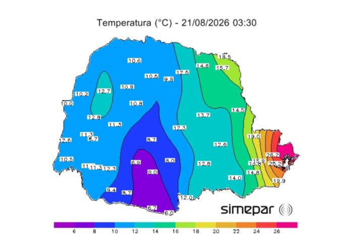 Sexta-feira em Castro tem mínima de 9°C e rajadas de vento de até 53 km/h