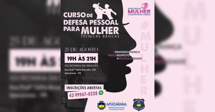 Apucarana abre inscrições para curso gratuito de defesa pessoal para mulheres