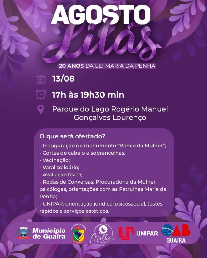 Guaíra marca 20 anos da Lei Maria da Penha com ação gratuita no parque
