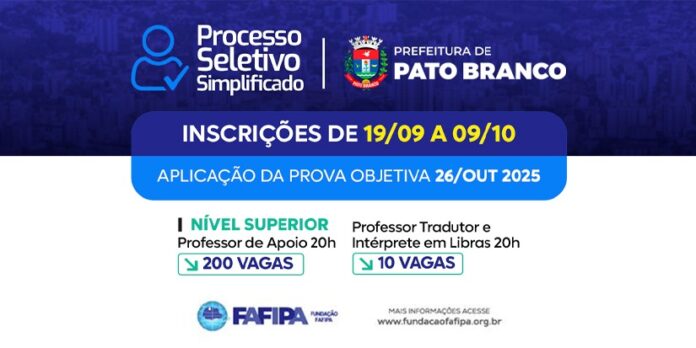 Prefeitura abre 210 vagas para professor através de seleção rápida
