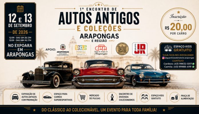 Primeiro encontro de Autos Antigos e Coleções de Arapongas acontece em setembro