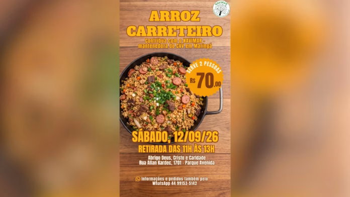 Arroz carreteiro solidário em Maringá arrecada fundos para o CVV