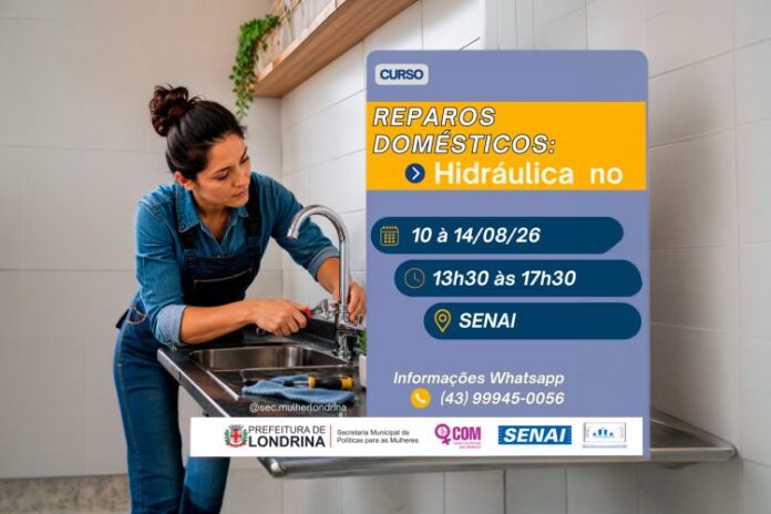 Curso gratuito de hidráulica abre 22 vagas para mulheres em Londrina