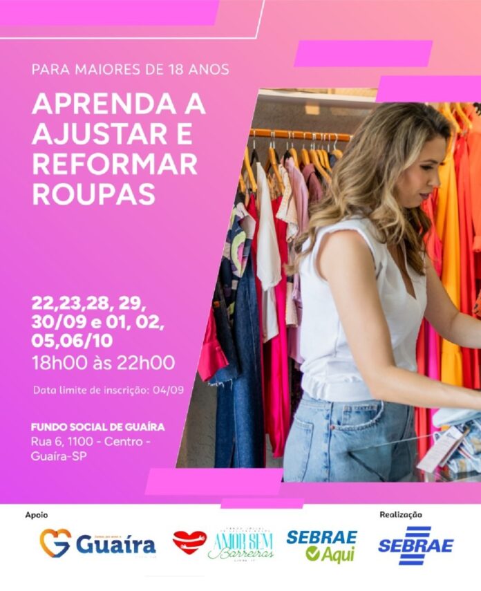 Curso gratuito de corte e costura abre 18 vagas em Guaíra; veja como se inscrever