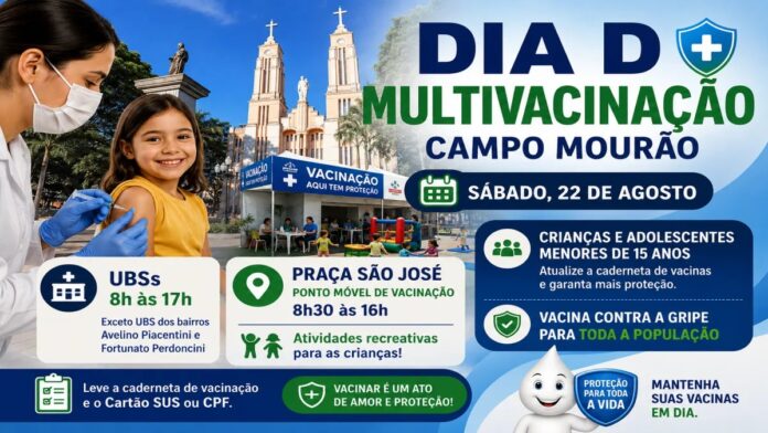 Campo Mourão vacina crianças neste sábado em 8 unidades de saúde e praça