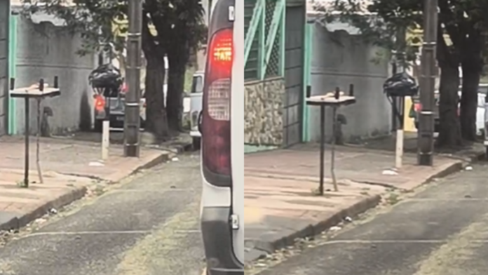 Motorista foge do trânsito pela calçada na Rua Campos Sales em Maringá
