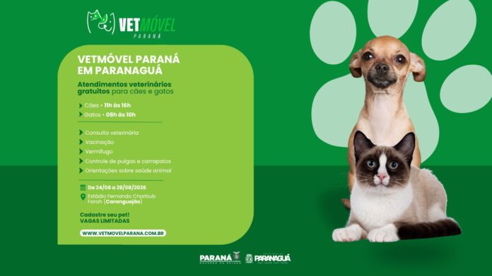 Paranaguá abre quase 6 mil vagas para atendimento veterinário gratuito em agosto
