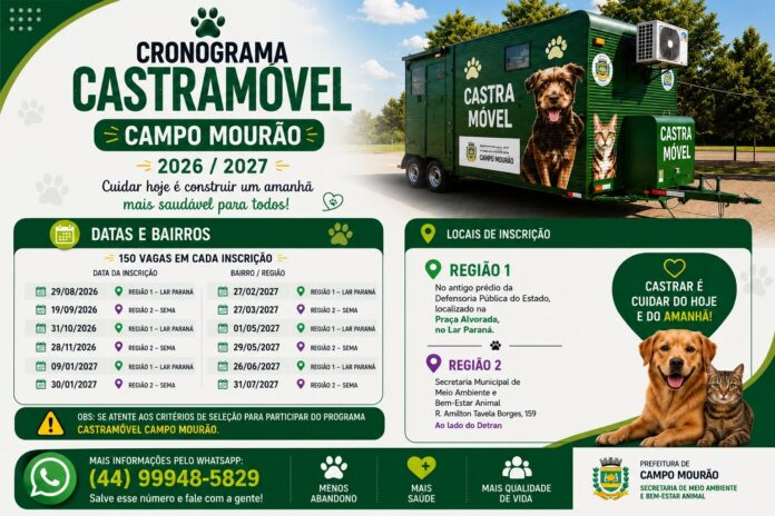 Castração gratuita de cães e gatos tem novo cronograma em Campo Mourão