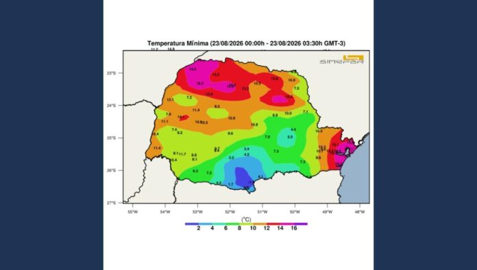 Domingo gelado e segunda com chuva fraca em Apucarana