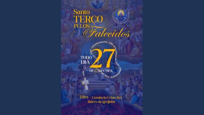 Comunidade reza Santo Terço pelos falecidos no Cemitério Cristo Rei nesta quinta