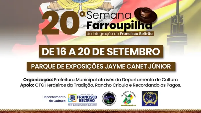 Semana Farroupilha de Francisco Beltrão terá cinco atrações nacionais de 16 a 20 de setembro