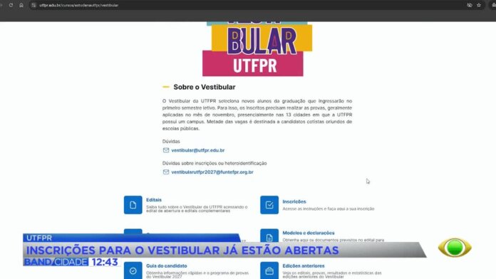 UTFPR abre inscrições para Vestibular 2027