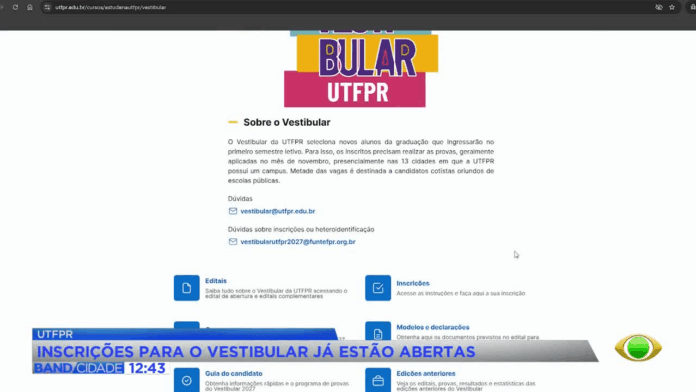UTFPR abre inscrições para Vestibular 2027
