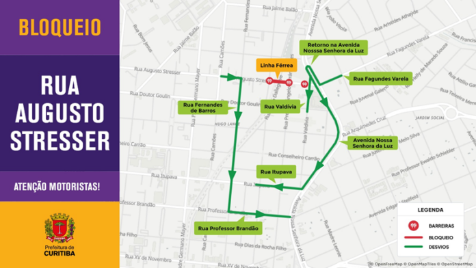 Rua Augusto Stresser fecha para obras na passagem de nível