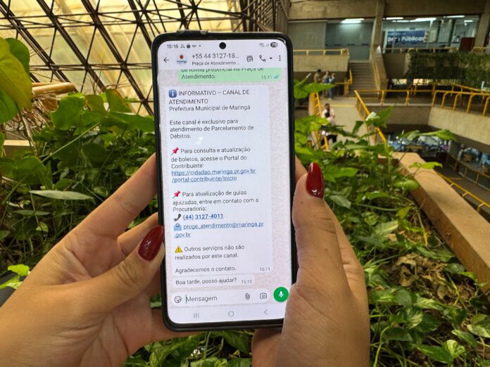Maringá libera parcelamento de débitos pelo WhatsApp da Praça de Atendimento