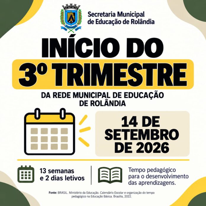 Rolândia começa terceiro trimestre com 13 semanas de aulas focadas no desempenho