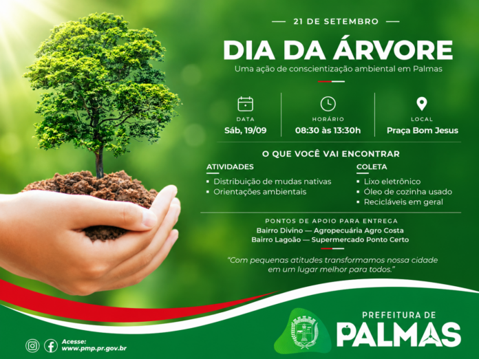Palmas distribui mudas e coleta resíduos na Praça Bom Jesus no sábado
