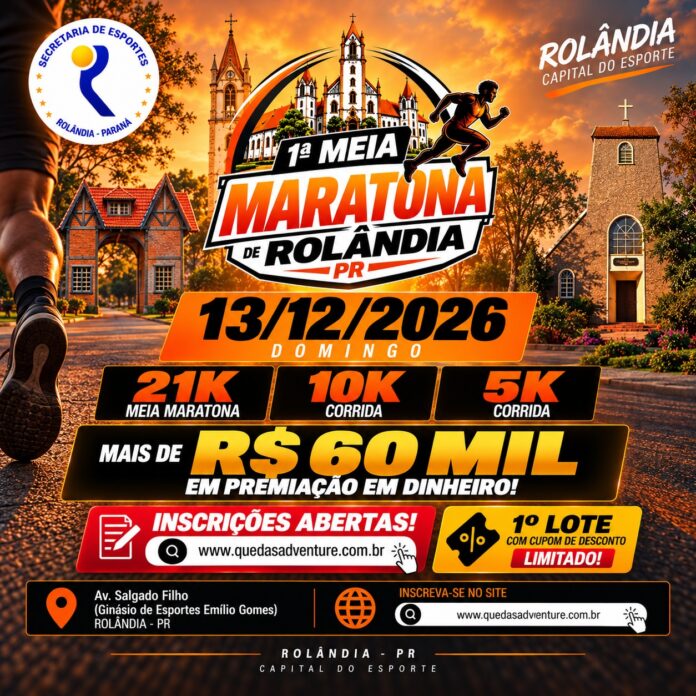 Rolândia abre inscrições para 1ª Meia Maratona com R$ 60 mil em prêmios