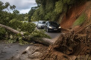 Árvore cai na Rua Eugênio Flor no Taboão e bloqueia acesso durante temporal