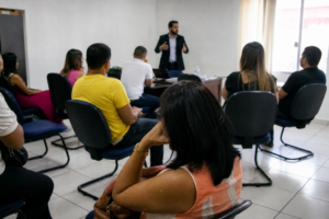 Casais em orientacao juridica antes do casamento coletivo