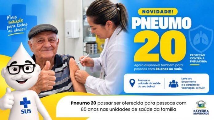 Fazenda Rio Grande oferece vacina Pneumo 20 para pessoas com 85 anos