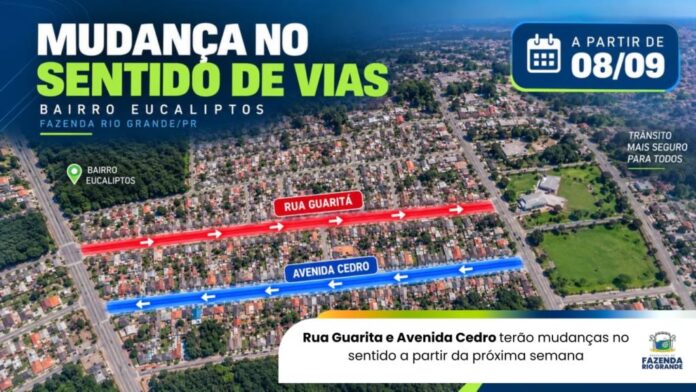 Fazenda Rio Grande muda sentido de duas ruas no bairro Eucaliptos a partir de terça