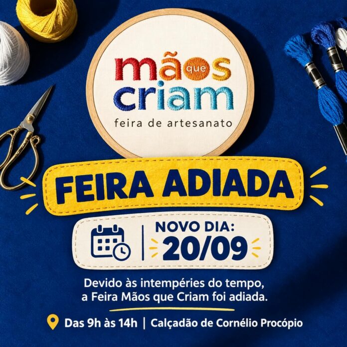 Feira de Artesanato Mãos que Criam muda para 20 de setembro em Cornélio Procópio