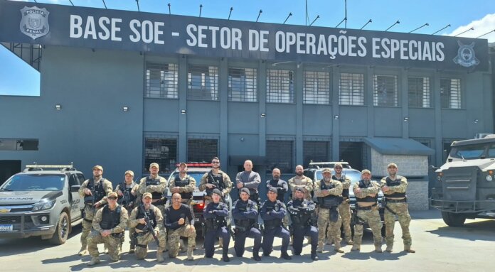 Guarda Municipal de Guaratuba visita Polícia Penal para treinamento com armamentos
