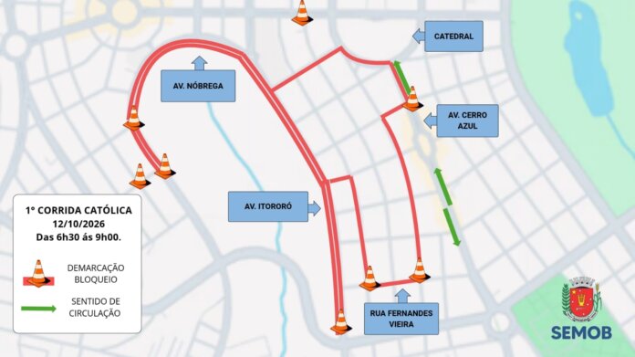 Maringá interdita vias nesta segunda para Corrida Católica, trânsito normaliza às 9h