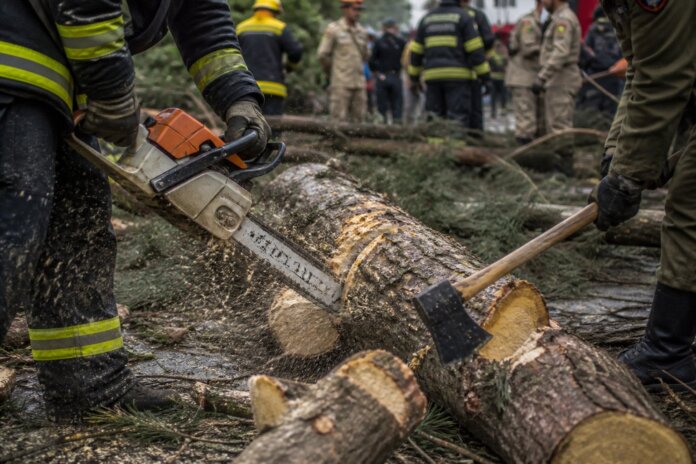 Bombeiros fazem simulado em Apucarana para enfrentar temporais do El Niño